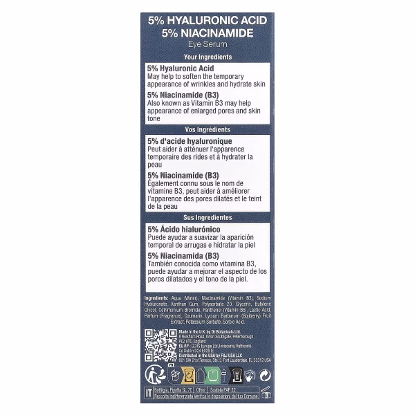 Dr. Botanicals, Hyaluronic Acid & Niacinamide Eye Serum, 0.51 fl oz (15 ml) - Image 4