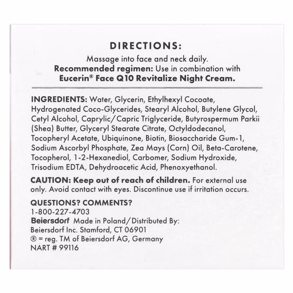 Eucerin, Face, Q10 Revitalize Daily Cream, Fragrance Free, 1.7 oz (48 g) - Image 4
