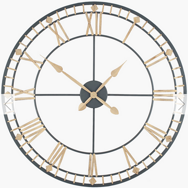 Minimalist Vintage Roman Numerals Wall Clock - Gold & Black - Image 3