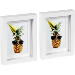 5" x 7" White 3D Box Photo Frames - 4" x 6" Mount - White - Pack of 2 - White/White - Image 2