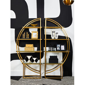 Hiba Set Of Two Gold Finish Bamboo Effect Bookends - Gold