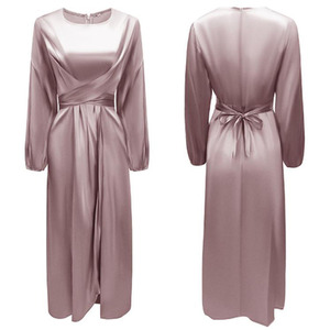 Satin Wrapped Long Sleeve Dress