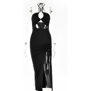 High Leg Slit Halter Dress
