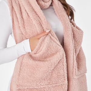 Long Teddy Fleece Pocket Scarf