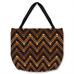 Freehand Horizontal Zigzag Chevron Stripes Boho Chic Tote bag - Brown