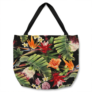 Tropical Flowers Plant Leaves Tote bag - Green