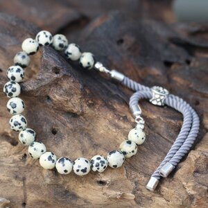 925 Silver Plated Gemstone Charcoal String Bracelet Collection - Black
