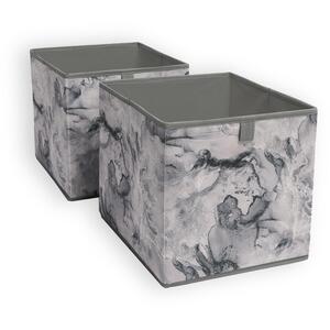OHS Marble Print Cube Storage Boxes - Grey