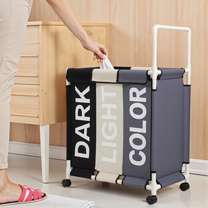 Lifeideas 3-Section Laundry Sorter Trolley - Grey&Black&White