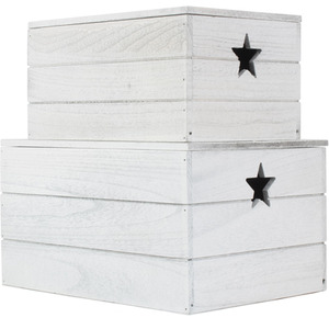 Wooden Vintage Effect Star Cut Out Box