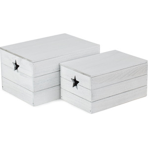 Wooden Vintage Effect Star Cut Out Box - Image 3