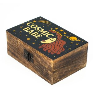 Cosmic Babe Enamelled Mango Wood Box Unique Jewelry Gift Storage - Brown - Image 2