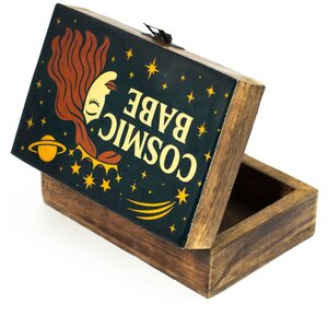 Cosmic Babe Enamelled Mango Wood Box Unique Jewelry Gift Storage - Brown - Image 4