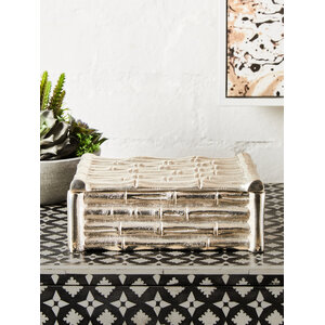 Hiba Small Silver Finish Bamboo Effect Trinket Box - Silver