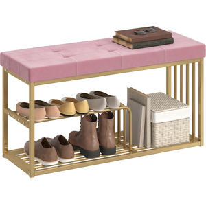 HOMCOM Shoe Storage Bench with Seat Cushion Tufted Shoe Rack Bench