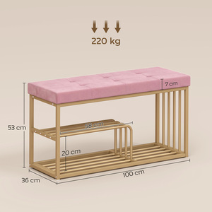 HOMCOM Shoe Storage Bench with Seat Cushion Tufted Shoe Rack Bench - Image 2