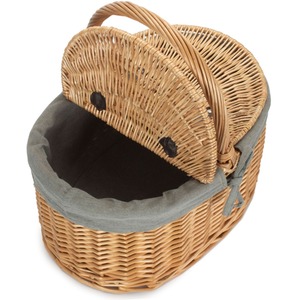 Buff Oval Picnic Basket with Grey Sage Lining - Grey - Image 2