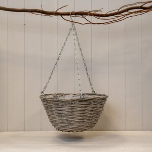 Grey Split Willow Hanging Basket - Grey
