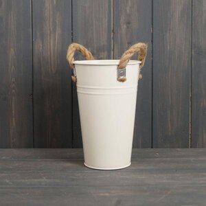 Elegant Cream Flower Bucket Planter - Cream