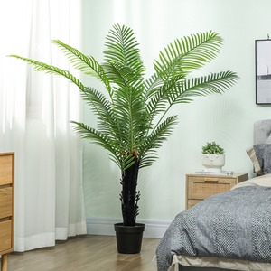 HOMCOM 175cm Artificial Areca Palm Tree with Leaves and Flocked Soil