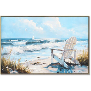 Seashore Deck Chair Framed Art - Blue