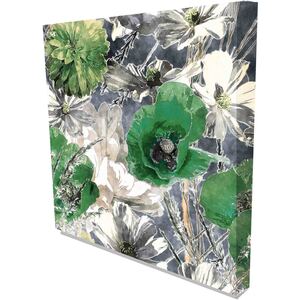 'Green Poppies' Graphic Art on Canvas