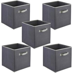 Foldable Storage Cubes With Handle Set of 5 Organiser - Grey