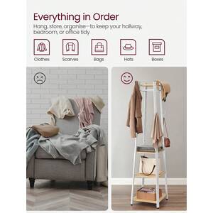 VASAGLE Coat Rack Stand with Shelves and Hooks