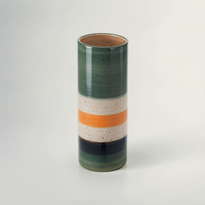 Kiso Large Black and Cream Finish Vase - Clay 100%