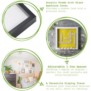 3D Deep Box Frame with A5 Mount - A4 (8" x 12") - Black/Black - Black/Black