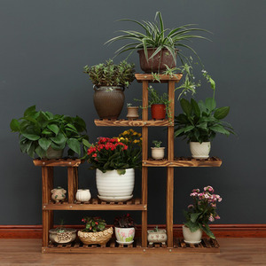 5-Tiered Wooden Plant Stand - Brown - Image 3