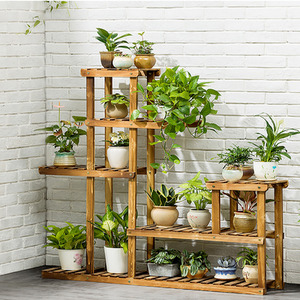 5-Tiered Wooden Plant Stand - Brown - Image 4