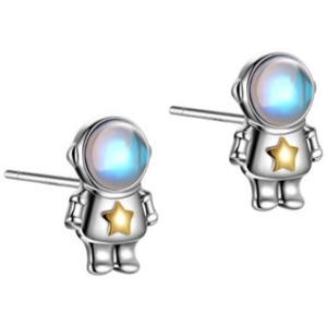 Astronaut Style Earrings - White